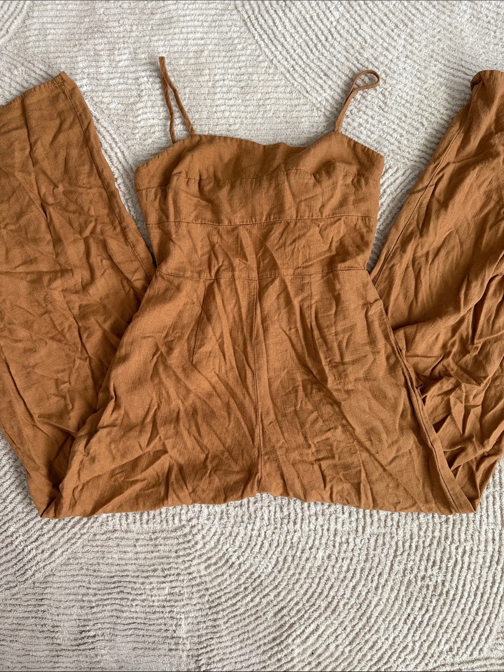 Rustic Tan Spaghetti-Strap Jumpsuit